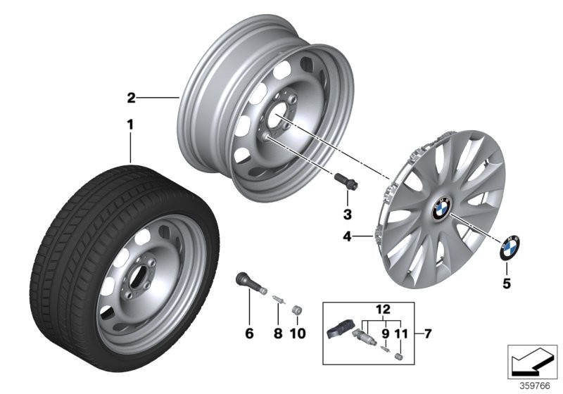 BMW 디스크 휠, 강철 스타일링 12 - 16''