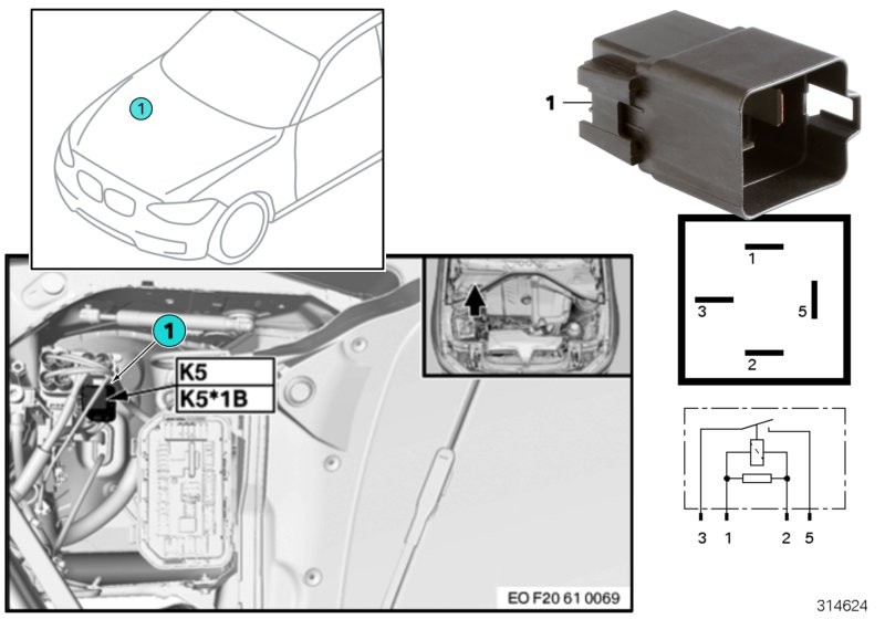 BMW Relé ventilador elétrico motor K5